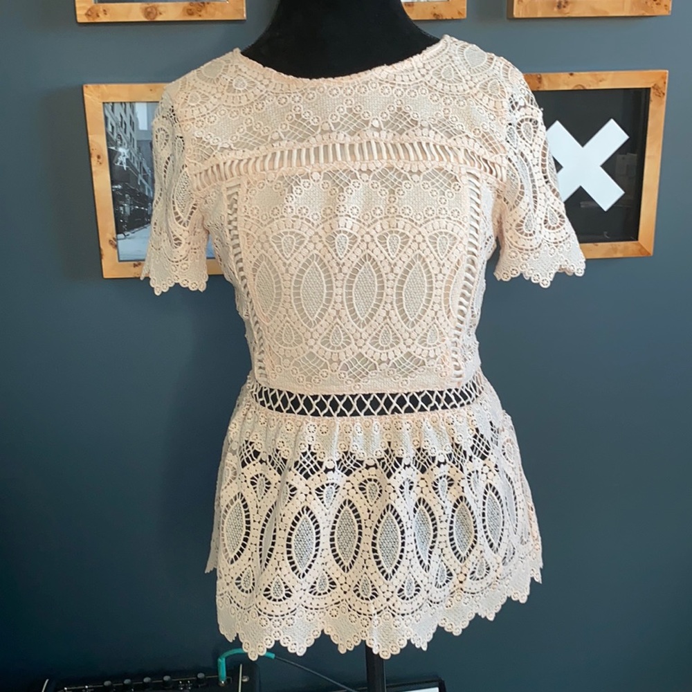 J.O.A. Lace Blush Blouse